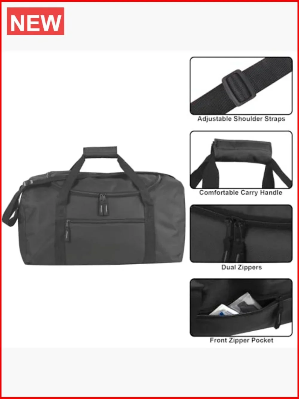 40L Travel Duffle Bag with Shoulder Strap Weekender Carry-on
